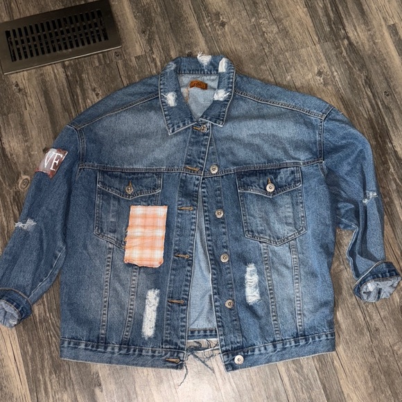 POL woman’s denim patchwork jacket - large - Picture 1 of 6